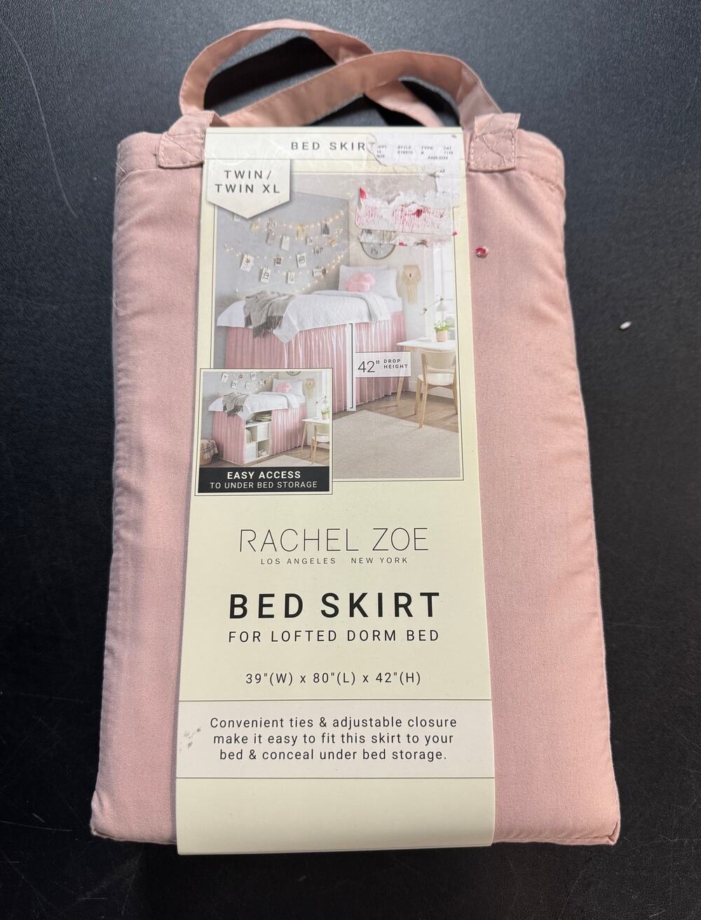 New Rachel Zoe Pink Twin/Twin XL Bed Skirt for Lofted Dorm Bed